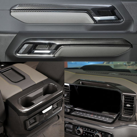 For 2022+ Chevy Silverado 18 x Inner Center Console Dash & Door Handle Trim Cover Kit