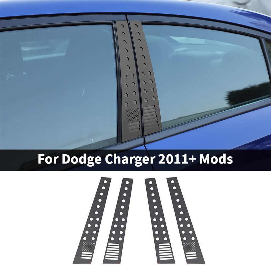 For 2011+ Dodge Charger Aluminum Alloy Window B-Pillar Panel Cover Trim