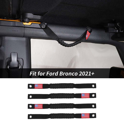 4 x Roll Bar Roof Top Grab Handles Grip For Ford Bronco 2021+ US Flagh Accessories | CheroCar