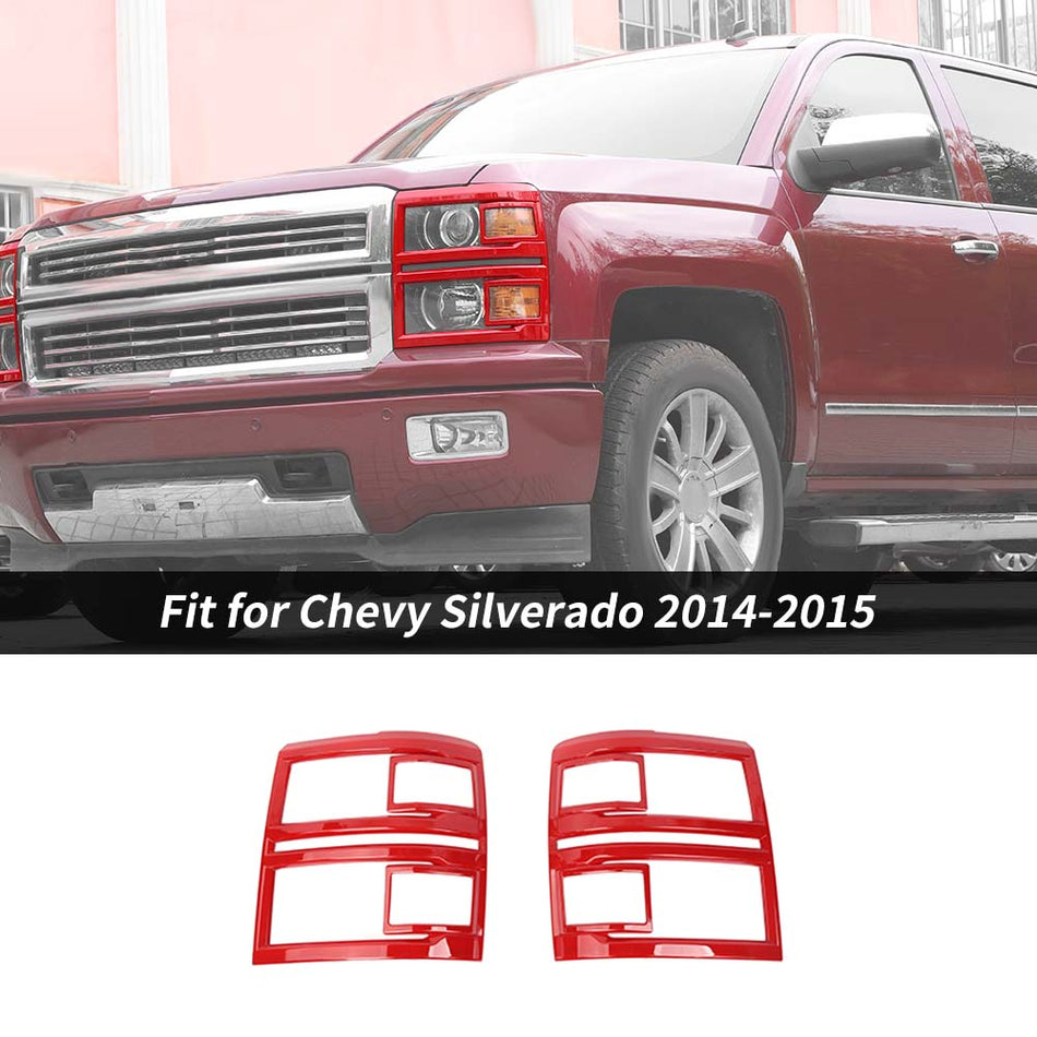 For 2014-2018 Chevy Silverado Front Headlight Lamp Frame Trim Decor Cover Red Bezel