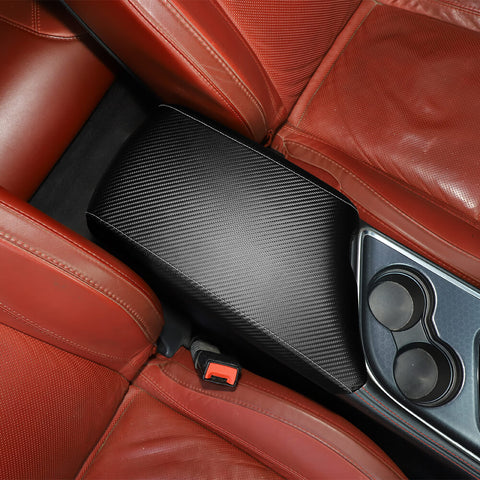 For 2015+ Dodge Challenger Leather Center Armrest Box Panel Cover Trim