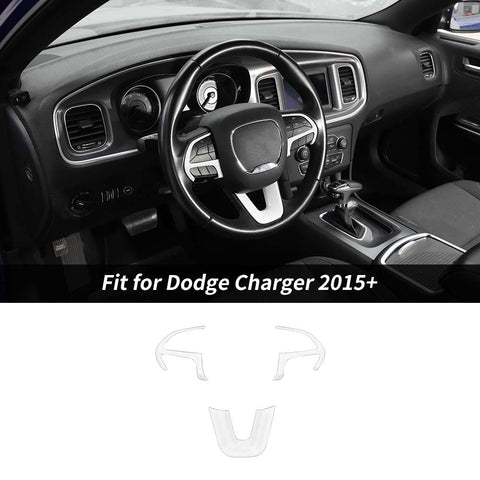 Steering Wheel Decor Cover Trim for Dodge Challenger & Charger 2015+ & Durango 2014+ Carbon Fiber 3pcs/set｜CheroCar