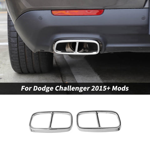 For 2015+ Dodge Challenger Tail Tailpipe Throat Exhaust Pipes Decor Cover Trim
