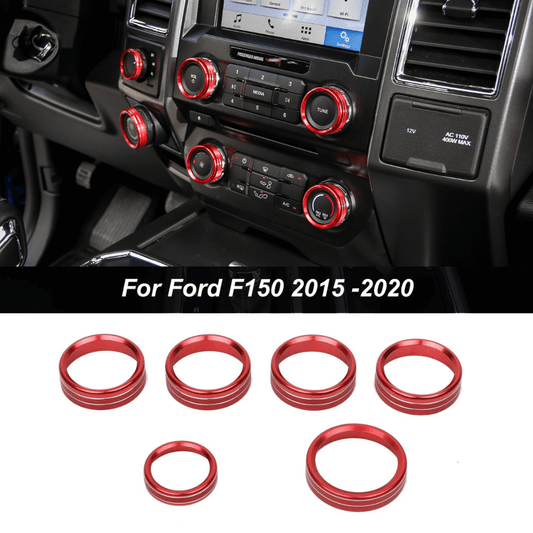 For 2015-2020 Ford F150 XLT Air Conditioner & Audio Switch Decor Ring Cover Trim