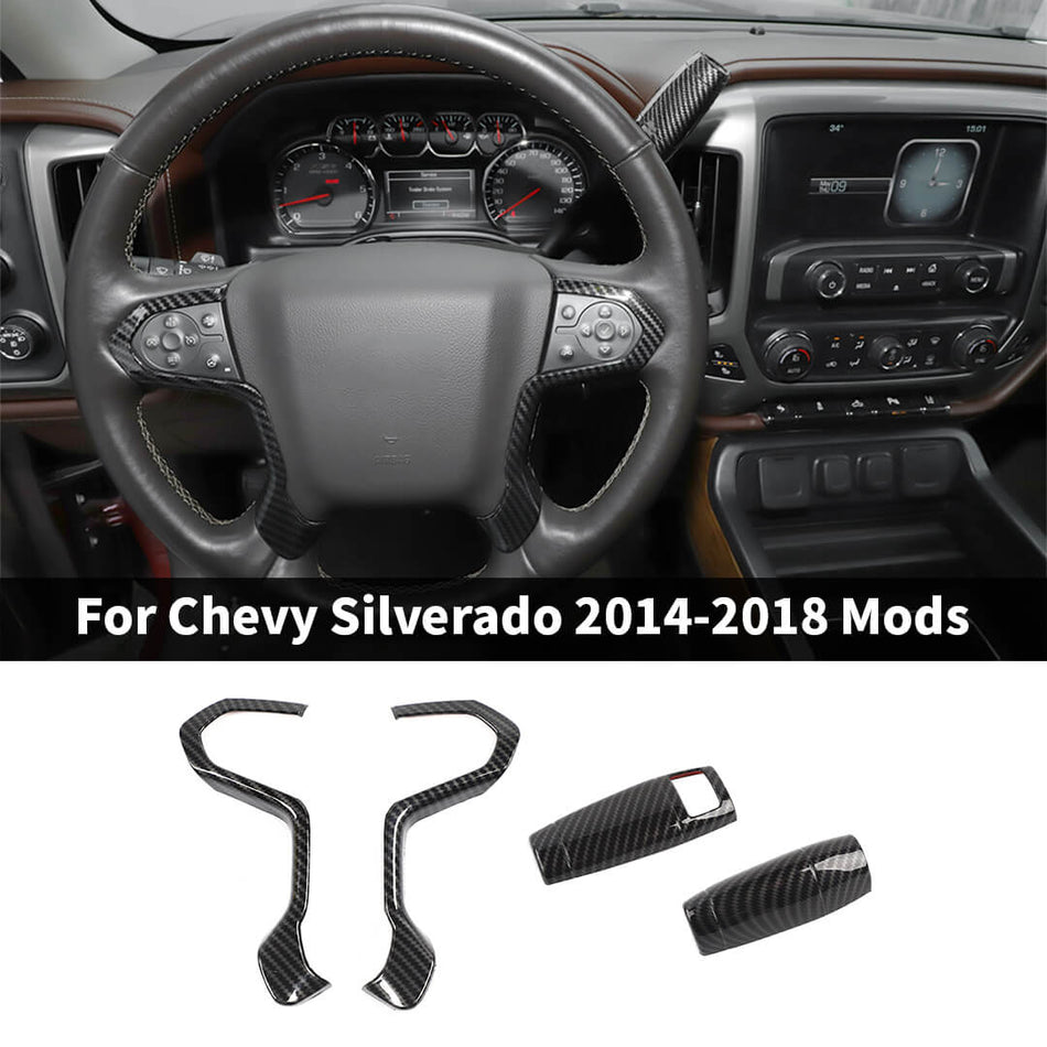 For 2014-2018 Chevy Silverado/GMC-SIERRA/YUKON/Suburban/Tahoe Steering Wheel Column Gear Shifter Lever Trim Cover Kit (4 pcs)
