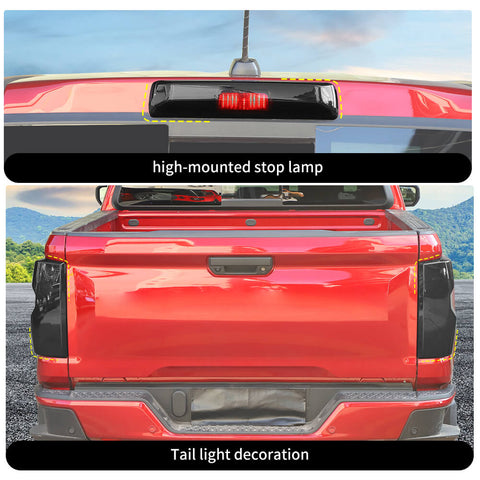 For 2023+ Chevy Colorado Smoked Black High Brake Light Taillight Lamp Cover Trim