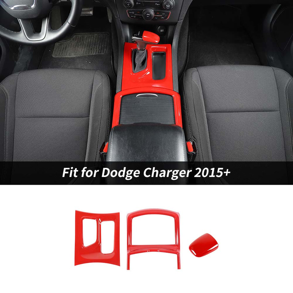 For 2015+ Dodge Charger Gear Shift Knob Head Panel & Cup Holder Trim