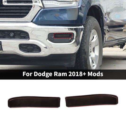 For 2018+ Dodge RAM Smoked Black Front Fog Light Lamp Cover Trim Bezels