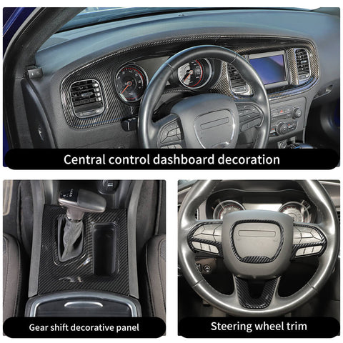 For 2015+ Dodge Charger Center Console Steering Wheel Dash Panel Cover Trim
