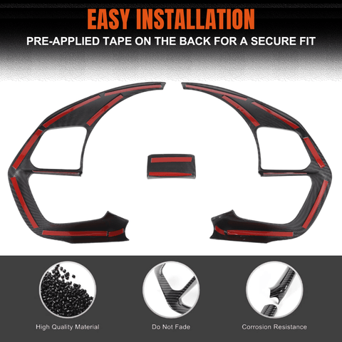 For 2022-2024 Hyundai Santa Cruz Steering Wheel Cover Trim Black Carbon Fiber