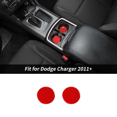 Front & Rear Water Cup Holder Pad Decor Cover For Dodge Charger 2011+ Accessories | CheroCar