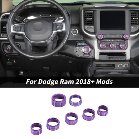 For 2018+ Dodge RAM Headlight Center Console Switch Knob Trim Ring Kit