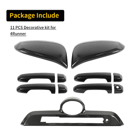 For 2017-2023 4Runner Rearview Mirror Shell & Door Handle & Tailgate Guard Cover Kit