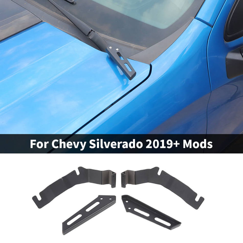 For 2022+ Chevy Silverado Engine Hood Ditch Mounting LED Light Bracket Holder (2 pcs)