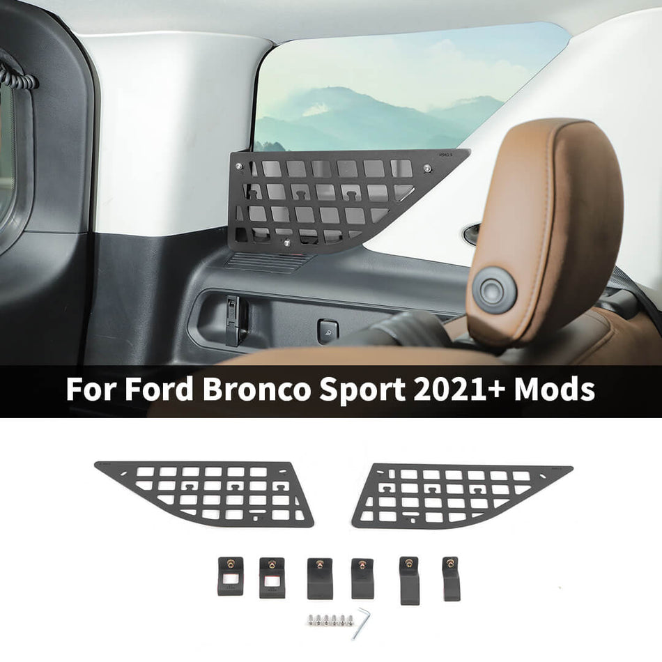 For 2021+ Ford Bronco Sport Rear Trunk Side Window Panel Rack Storage Pet Barrier Accessories (2 pcs)