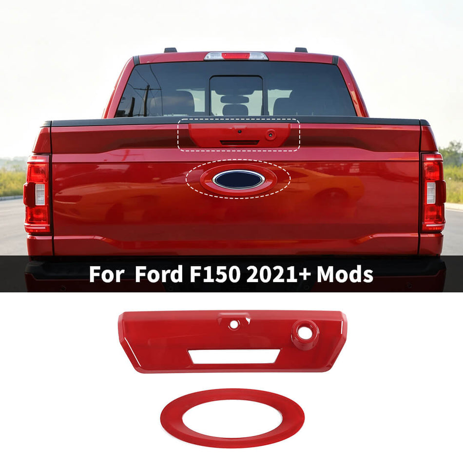 For 2021+ Ford F150 Rear Tailgate Door Handle & Rear Logo Badge Cover Trim Kit (2 pcs)
