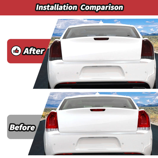 For 2015+ Chrysler 300C Smoked Black Tail Light /Brake High Light Lamp Cover Trim