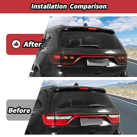 For 2014+ Dodge Durango Smoked Black Tail Light Lamp Cover Guard Trim