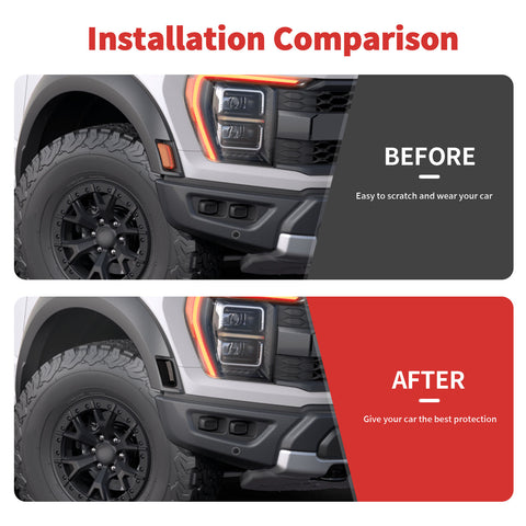 For Ford F150 Raptor 2021+ Side Marker Wheel Eyebrow Light Cover Trim Smoked Black
