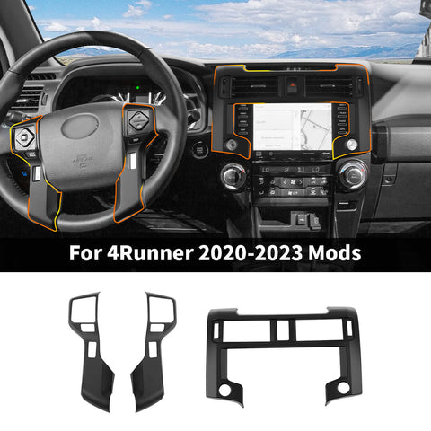 For 2020-2023 4Runner Interior Center Console Steering Wheel GPS Navigation Panel Cover Trim Kit