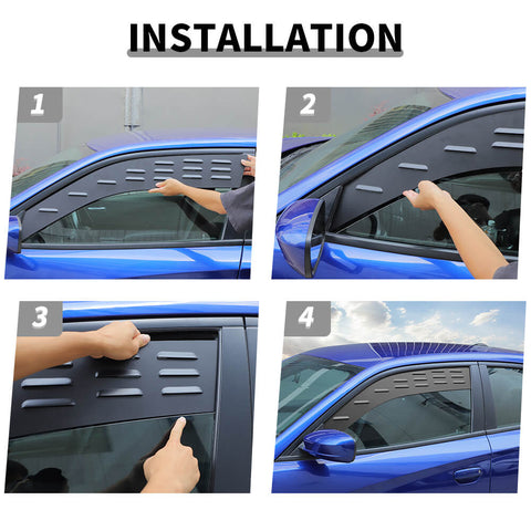 For 2011+ Dodge Charger Front Rear Door Window Glass Louvers Vent Cover