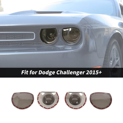For 2015+ Dodge Challenger Smoked Black Headlight Lamp Cover Trim Decoration