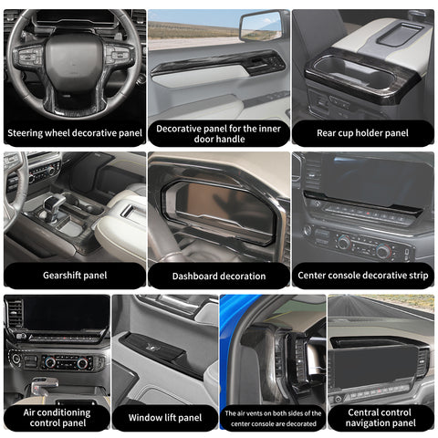 For 2022+ Chevy Silverado 18 x Inner Center Console Dash & Door Handle Trim Cover Kit
