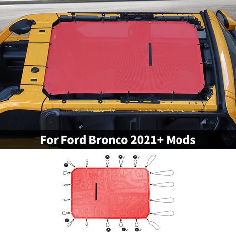 For 2021+ Ford Bronco Roof Insulation Net Mesh Bikini Top Sunshade Cover
