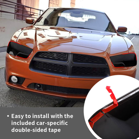 For 2011-2014 Dodge Charger Smoked Black Front Headlight Lamp Cover Trim Bezels