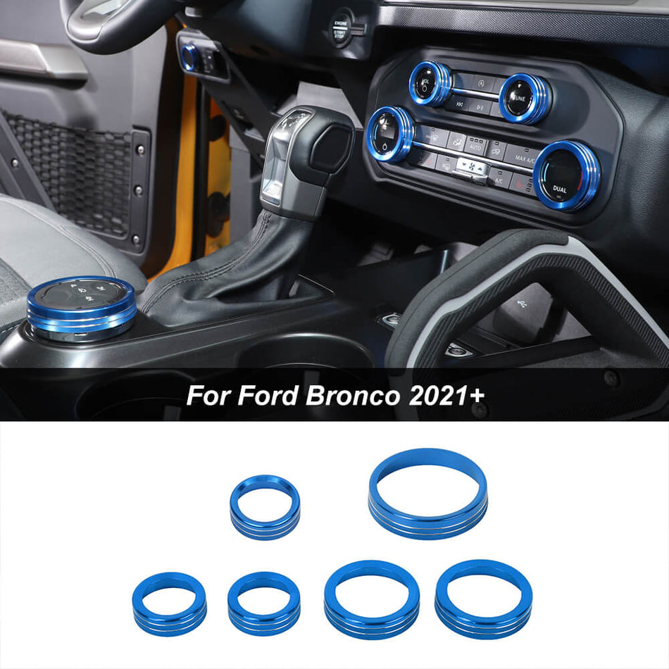 For 2021+ Ford Bronco Air Condition Headlight Radio Switch Knob Trim Ring
