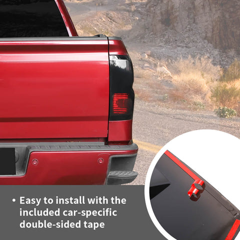 For 2014-2018 Chevy Silverado Side Rear Tail Light Lamp Cover Trim Decor Smoke Black