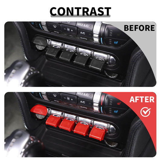 For 2015-2023 Ford Mustang Interior Central Control Start Stop Button Trim Bezel Cover (5 pcs)