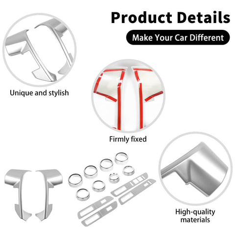For 2013-2014 Ford F150 Raptor 14 x Steering Wheel / Window Control Panel / Center Console Knob Trim Kit