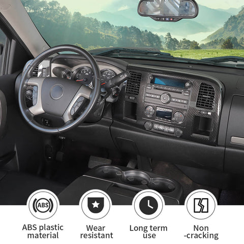 For 2007-2013 Chevy Silverado/GMC-SIERRA Interior Center Console Steering Wheel Cup Holder Trim Cover Kit