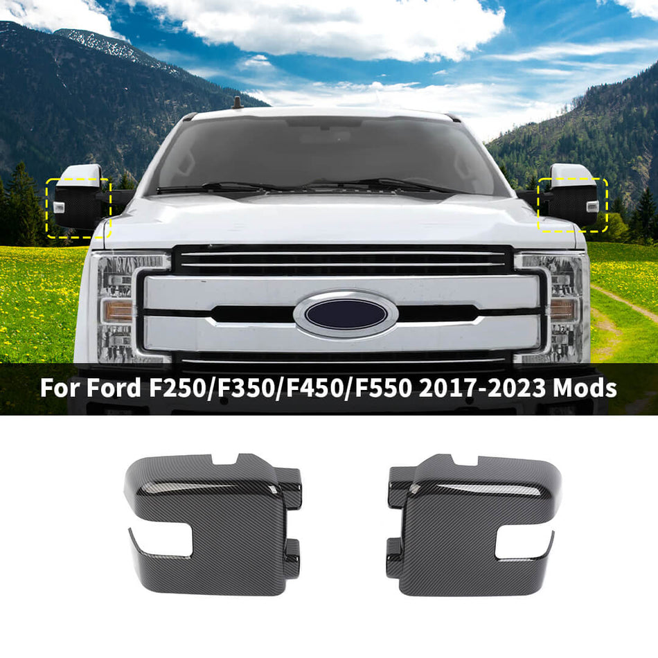For 2017-2023 Ford F250/F350/F450/F550 Rearview Mirror Shell Cover Trim Lower Half Caps (2 pcs)