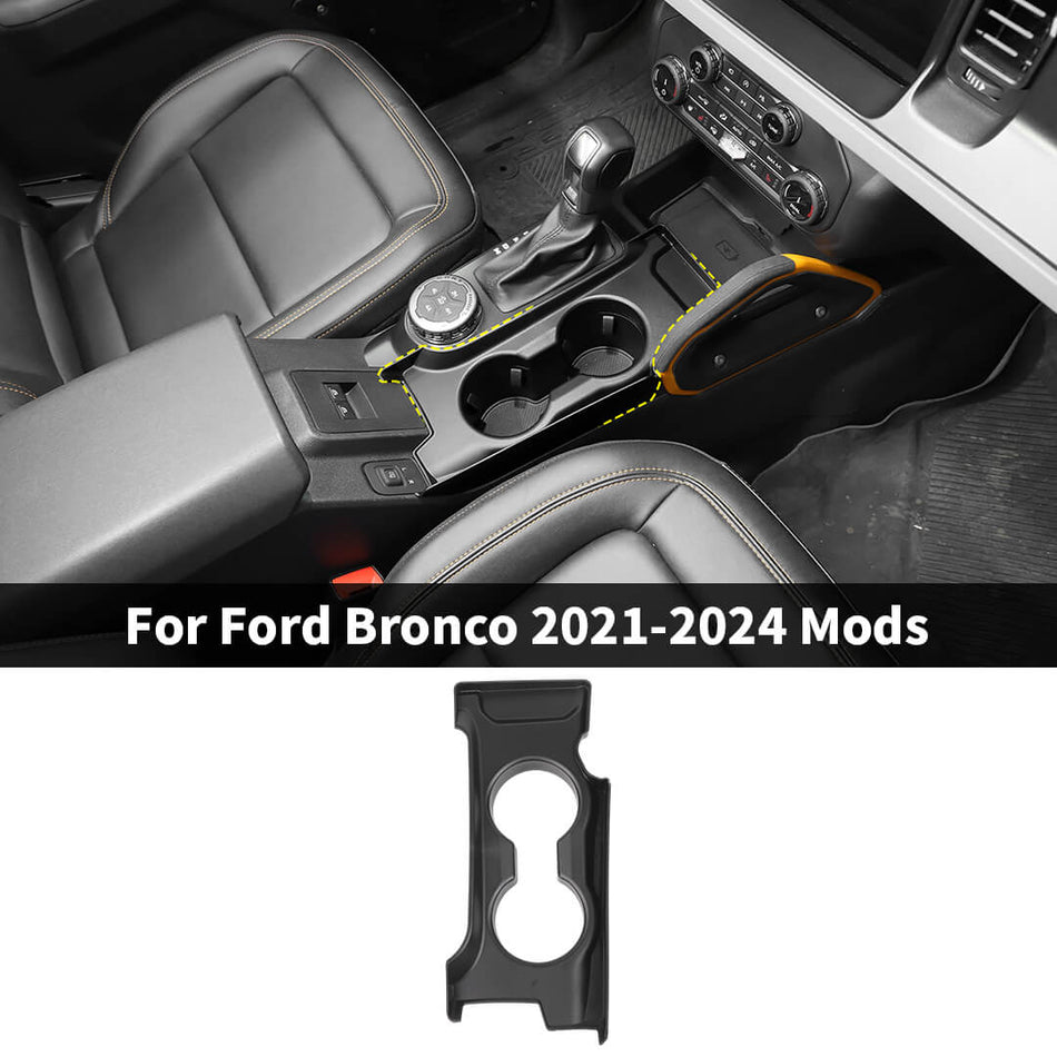 For 2021-2024 Ford Bronco Console Gear Shift Cup Holder Trim Organizer Tray Black
