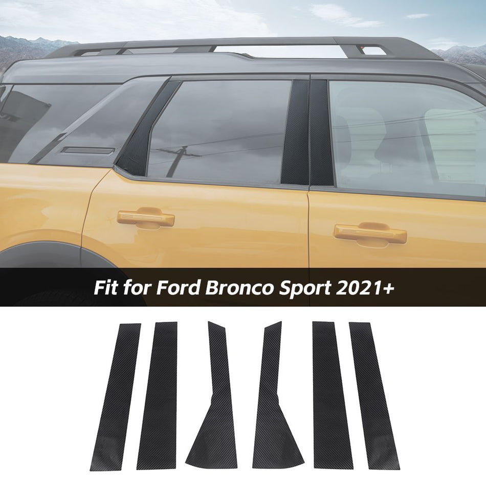 For 2021+ Ford Bronco Sport Exterior Window B Pillar Trim Cover Real Carbon Fiber