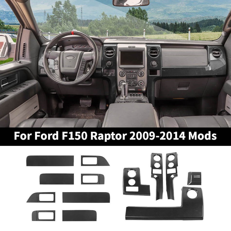 For 2009-2014 Ford F150 Raptor Inner Door Handle & Center Console Trim Cover Kit (13 pcs)