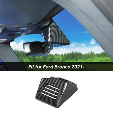 For 2021+ Ford Bronco Interior Rearview Mirror Base Decor Trim Cover Carbon Fiber