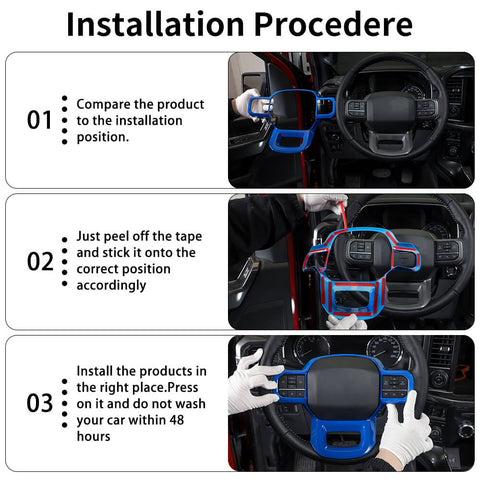 For 2021+ Ford F150 12 x Center Console And Car Door Trim Kit Blue