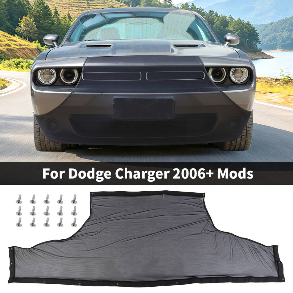 For 2009+ Dodge Challenger/2006+ Charger Front Face Grille Mesh Insect Net Trim Cover Shield Accessories