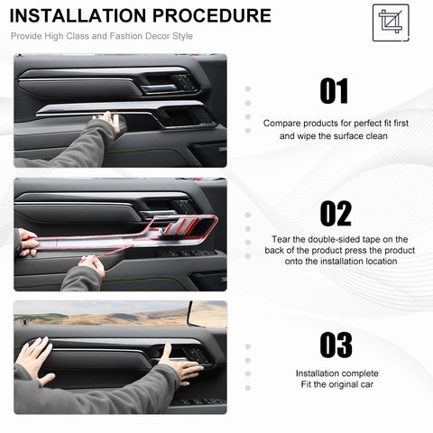 For 2022+ Chevy Silverado 18 x Inner Center Console Dash & Door Handle Trim Cover Kit