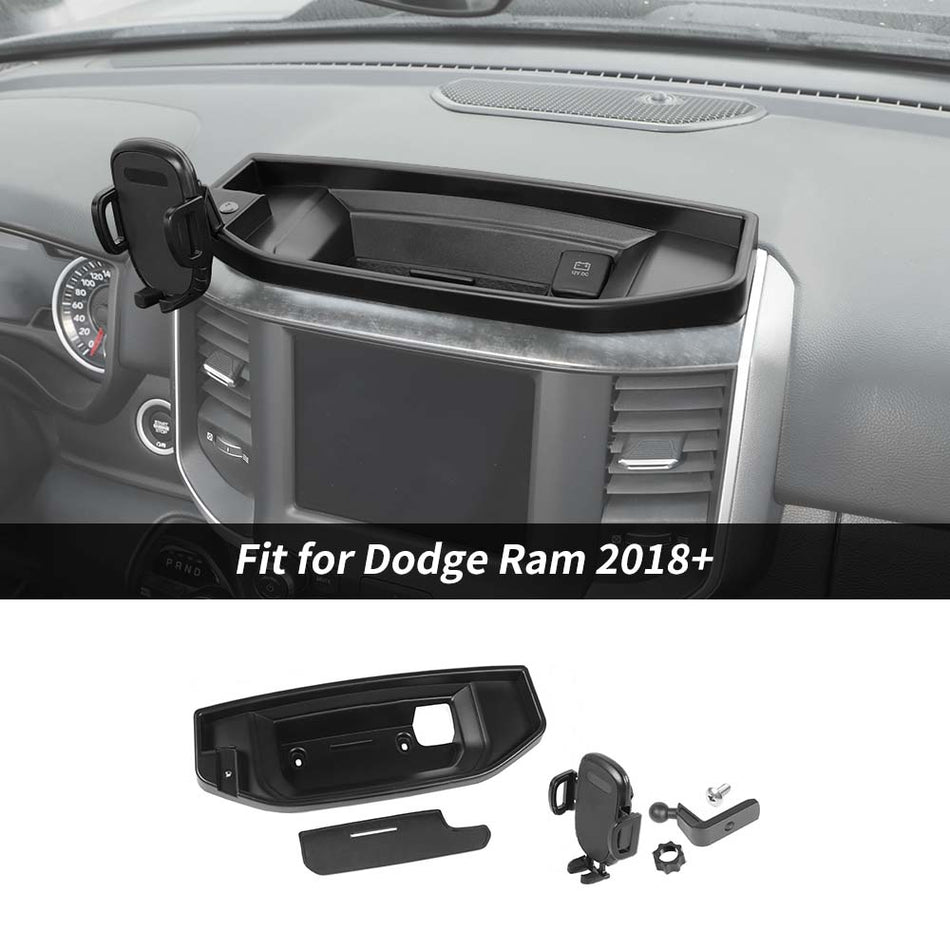 For 2018+ Dodge Ram Center Storage Box Mobile Phone Bracket Mount