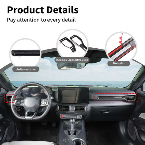 For Ford Mustang 2024+ Dashboard Vent Air Outlet Cover Kit Carbon Fiber