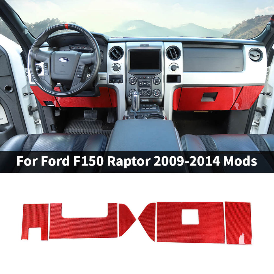 For 2009-2014 Ford F150 Raptor Front Dash Panel Center Console Decor Cover Trim (6 pcs)