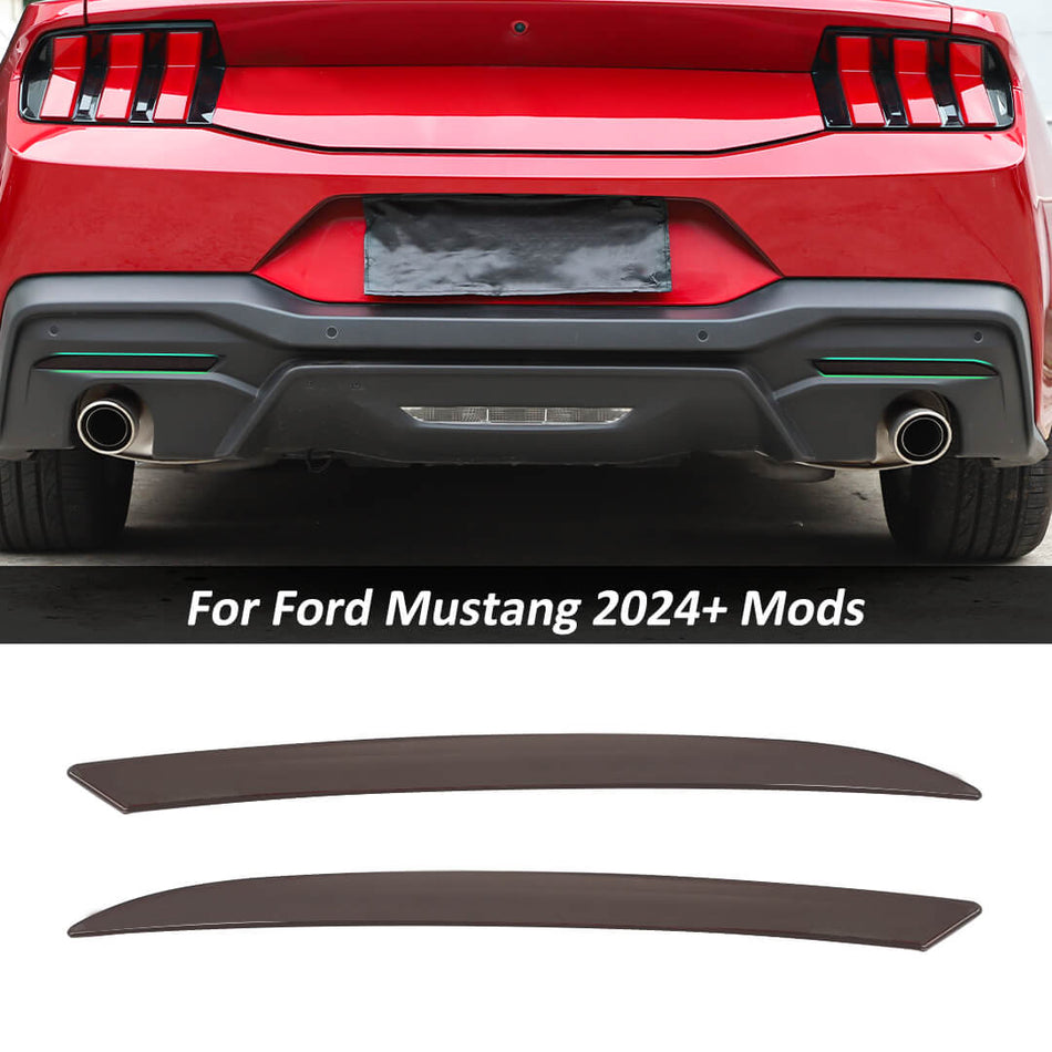 For 2024+ Ford Mustang Smoked Black Rear Fog Light Lamp Frame Cover Trim Bezels