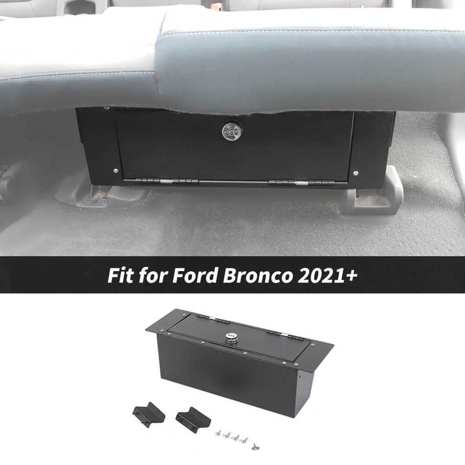 For 2021+ Ford Bronco Under Rear Seat Locking Safe Storage Box