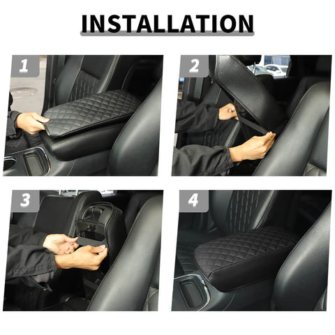 For 2011+ Dodge Durango Leather Armrest Box Protector Decor Cover Trim