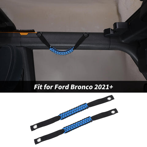 For 2021+ Ford Bronco Orange Top Bar Grab Handles Paracord