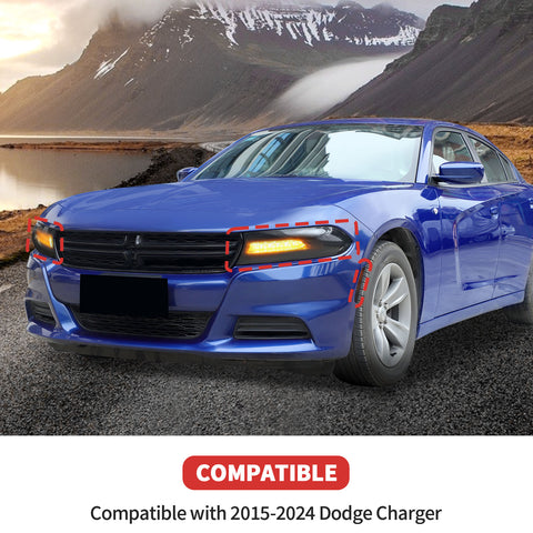 For 2015+ Dodge Charger Smoked Black Headlight Taillight Wheel Eyebrow Cover Trim